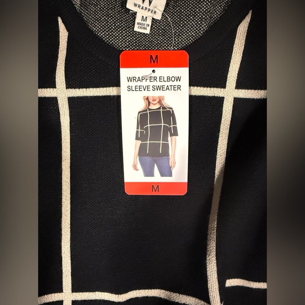 Wrapper Black and Cream Women's Sweater - Picture 4 of 5